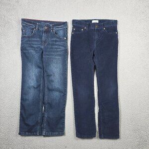 Lot of 2 Boys Jeans Size 7 Dark Wash Denim Corduroy Straight Fit Crewcuts Tommy